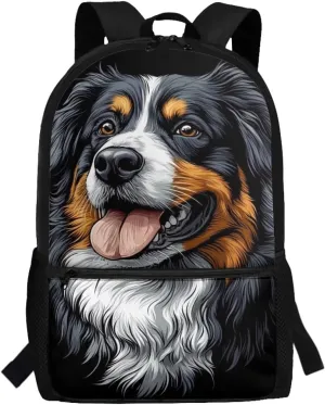 Kids Backpack for Boys Girls Bernese Mountain Dog Lightweight Bookbag for Elementary School Kid 6-10 (Indigo)
