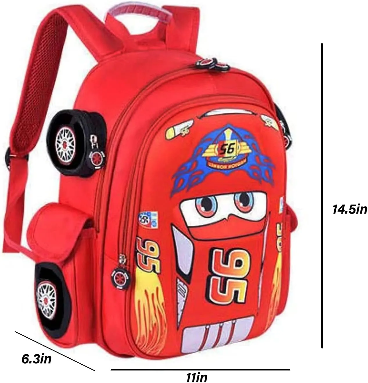 Kids Backpack With Keychain 3D Cartoon Car Backpack Student Backpack