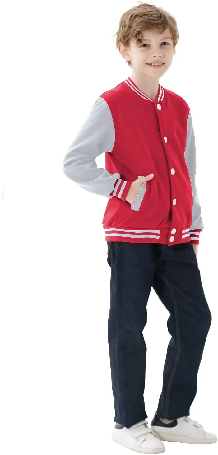 Kids Baseball Jackets Boys Girls Team Uniform Varsity Jacket Everyday Casual School Cotton Classic Clothing