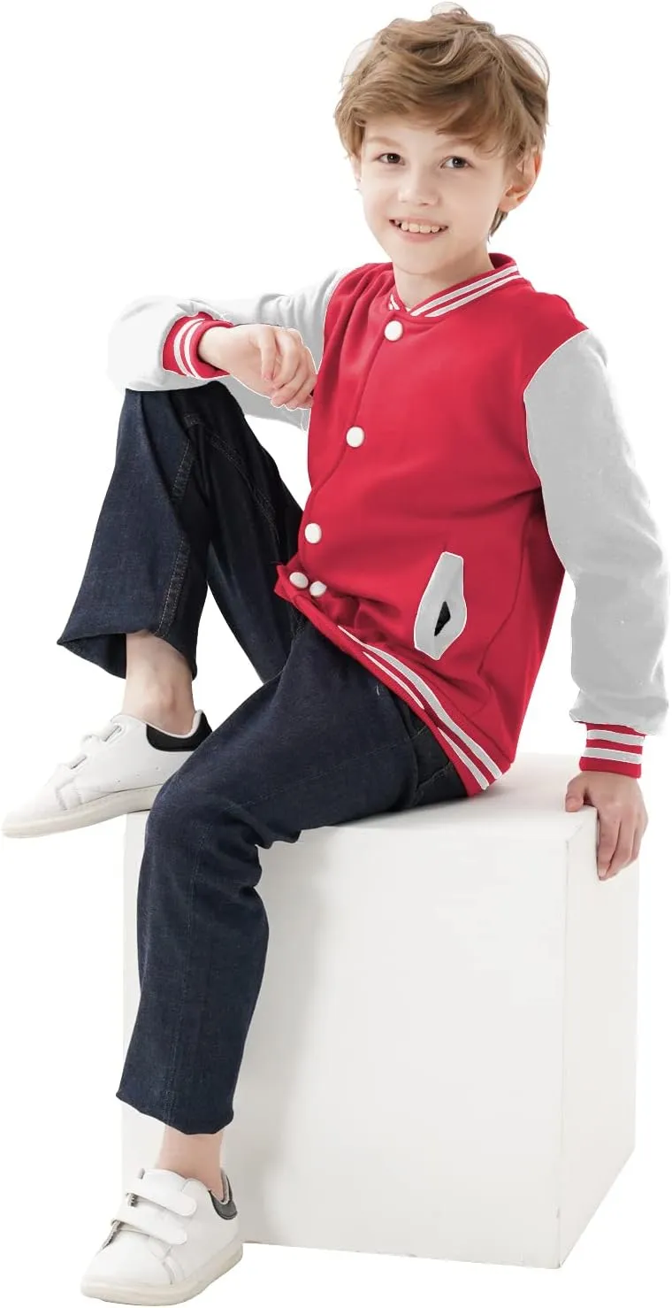 Kids Baseball Jackets Boys Girls Team Uniform Varsity Jacket Everyday Casual School Cotton Classic Clothing