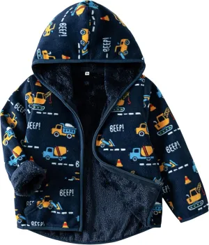 Kids Boys Girls Polar Fleece Jacket with Hood Toddler Outerwear Warm Autumn Winter Coat 2-9Years