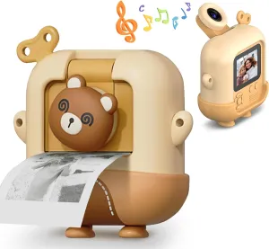 Kids Camera Toys with Cartoon Silicone Cover, Digital Mini Camera for 3 4 5 6 7 8 9 10 11 12 Year Old Boys Girls Birthday Chirstmas Gifts Ideas - Personal Video Players (Bear Brown)