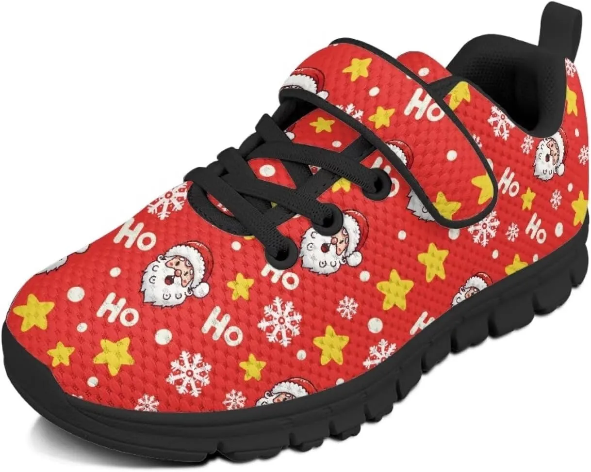 Kids Christmas Shoes Comfortable Breathable Hook and Loops Strap Athletic Running Shoes for Litter Kids Lightweight Non-Slip Outdoor School Sport Sneaker for Big Kids US 11-15