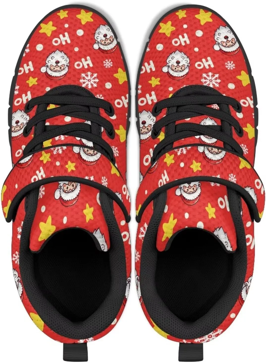 Kids Christmas Shoes Comfortable Breathable Hook and Loops Strap Athletic Running Shoes for Litter Kids Lightweight Non-Slip Outdoor School Sport Sneaker for Big Kids US 11-15