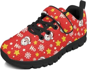 Kids Christmas Shoes Comfortable Breathable Hook and Loops Strap Athletic Running Shoes for Litter Kids Lightweight Non-Slip Outdoor School Sport Sneaker for Big Kids US 11-15