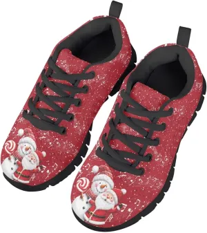 Kids Christmas Sneaker Cozy Breathable Lace-Up Tennis Shoes for Litter Kids Anti-Skip Footwear Lightweight Running Shoes for Big Kid US 11-5