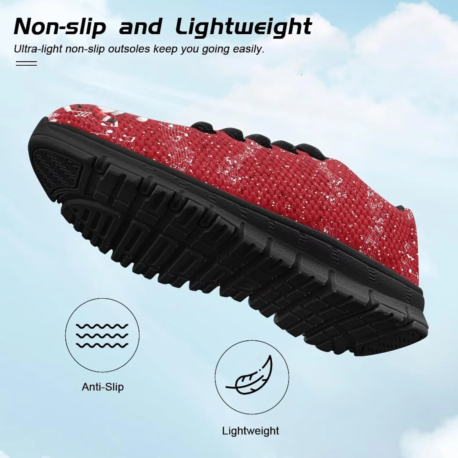 Kids Christmas Sneaker Cozy Breathable Lace-Up Tennis Shoes for Litter Kids Anti-Skip Footwear Lightweight Running Shoes for Big Kid US 11-5