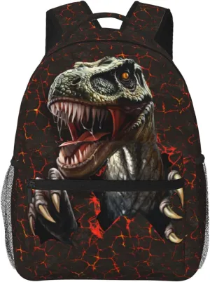 Kids Dinosaur Backpack 3D T-Rex Graphic School Bag for Boys Girls Cool Volcanic Cracked Print Bookbag Lightweight Trendy Animal Backpack Travel Laptop Daypack