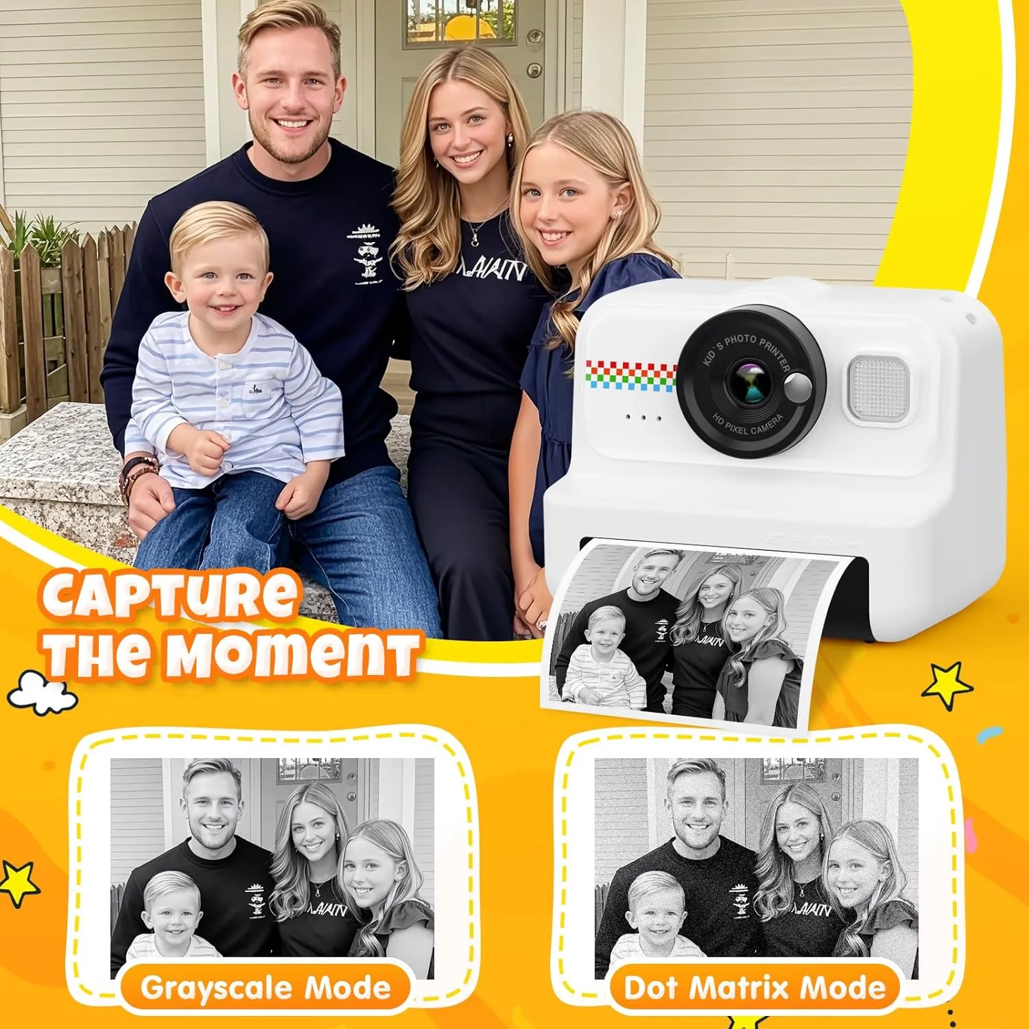 Kids Instant Print Camera, 1080P HD Kids Camera Instant Print with 3 Rolls Print Paper & 32GB Card, Ideal Kids Toys Gifts for Boys & Girls Age 3-14 (Black)