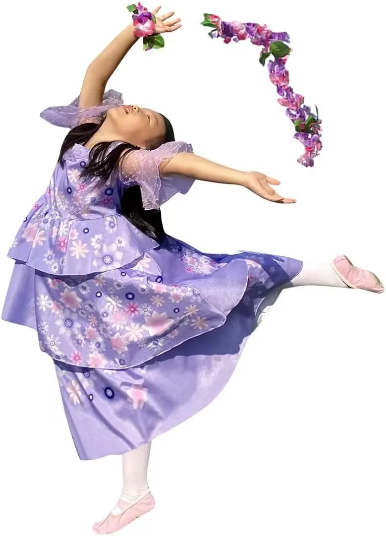 Kids Mirabel Cosplay Costume Girls Isabela Magical Princess Dresses Halloween Party Dress Up Suit
