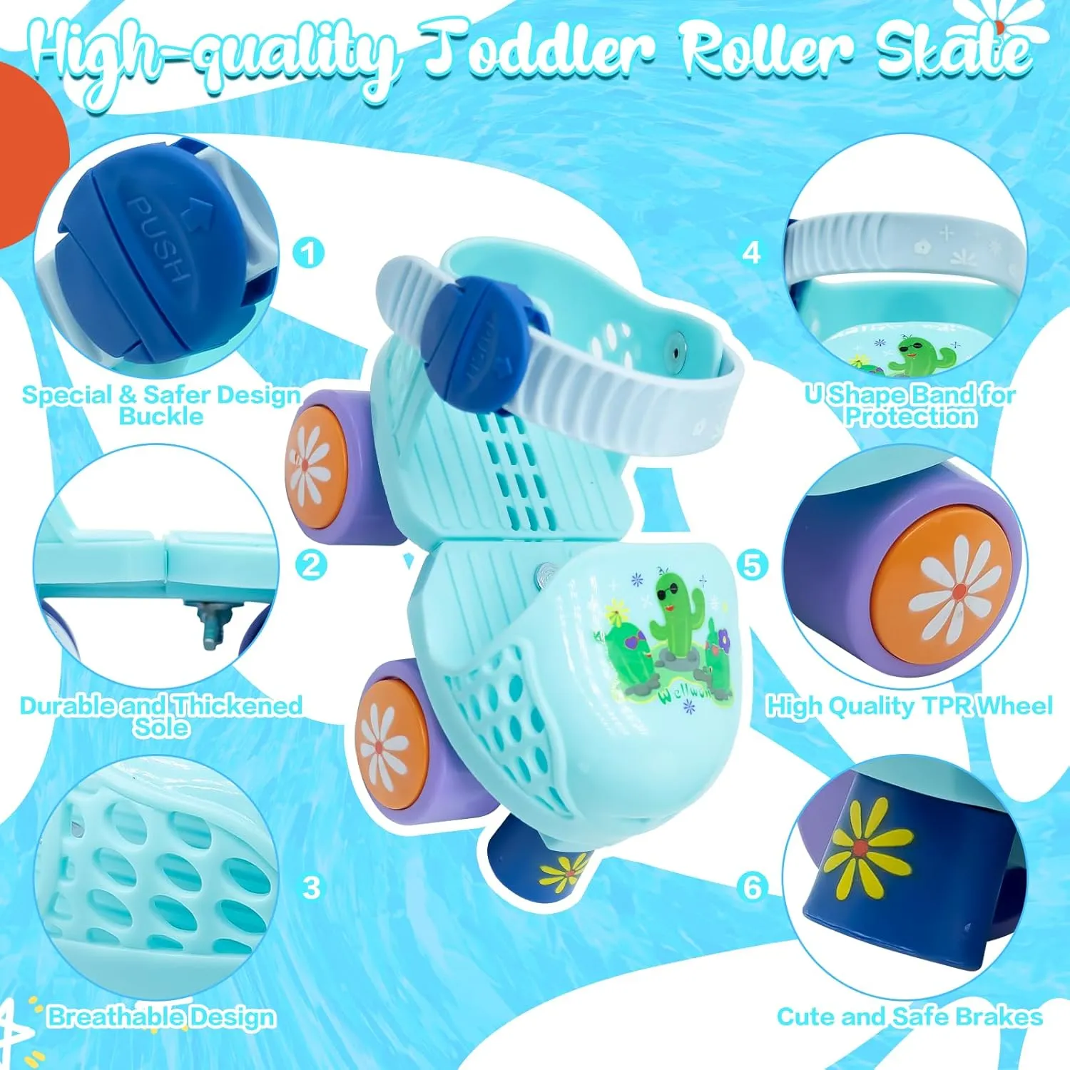 Kids Roller Skate for Girls Boys Age 2-5 Years Old, Adjustable Toddler Rollerskates, Children Beginner Roller Skate