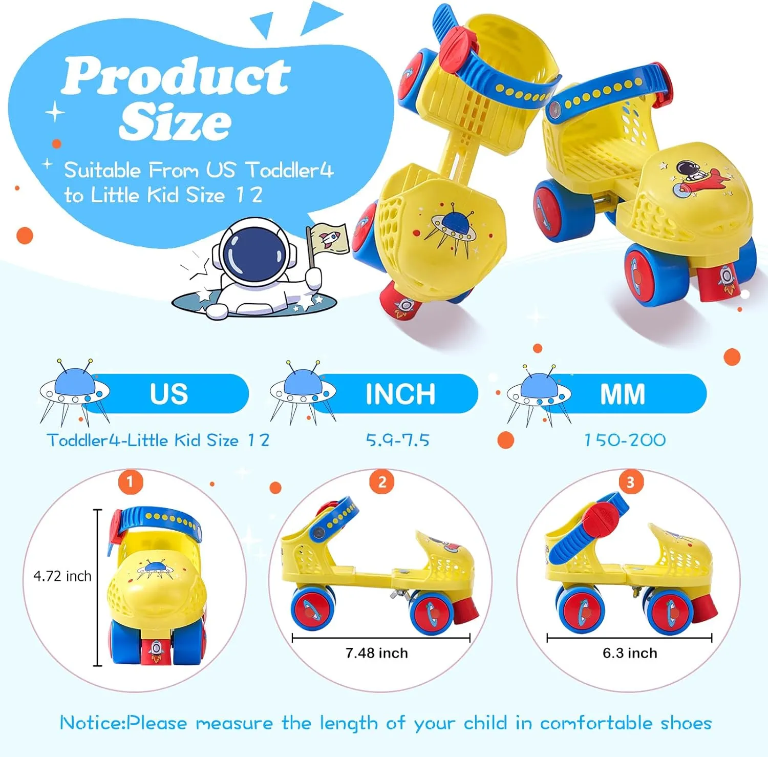 Kids Roller Skates for Girls and Boys Age 2-4 Years Old,Adjustable Quad Toddler Children Beginner Roller Skates