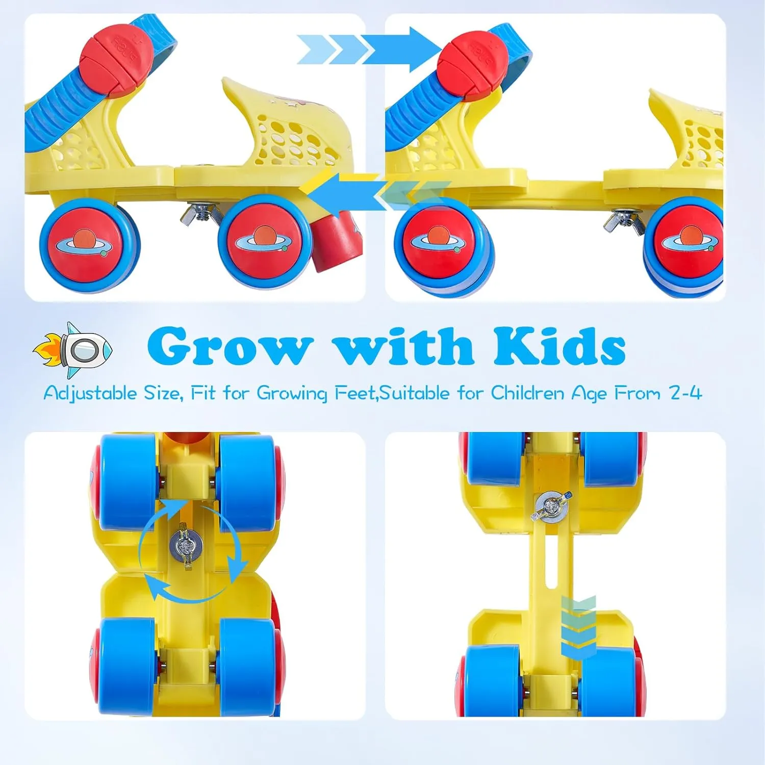 Kids Roller Skates for Girls and Boys Age 2-4 Years Old,Adjustable Quad Toddler Children Beginner Roller Skates