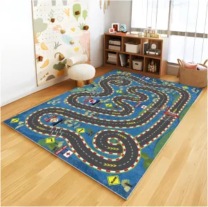 Kids Rug Car Rugs for Kids Toy Cars Play Mat City Life Road Rug for Cars Fun City Map for Carpet for Bedroom Boys (The Flower of Hope, 39 * 59 inches)