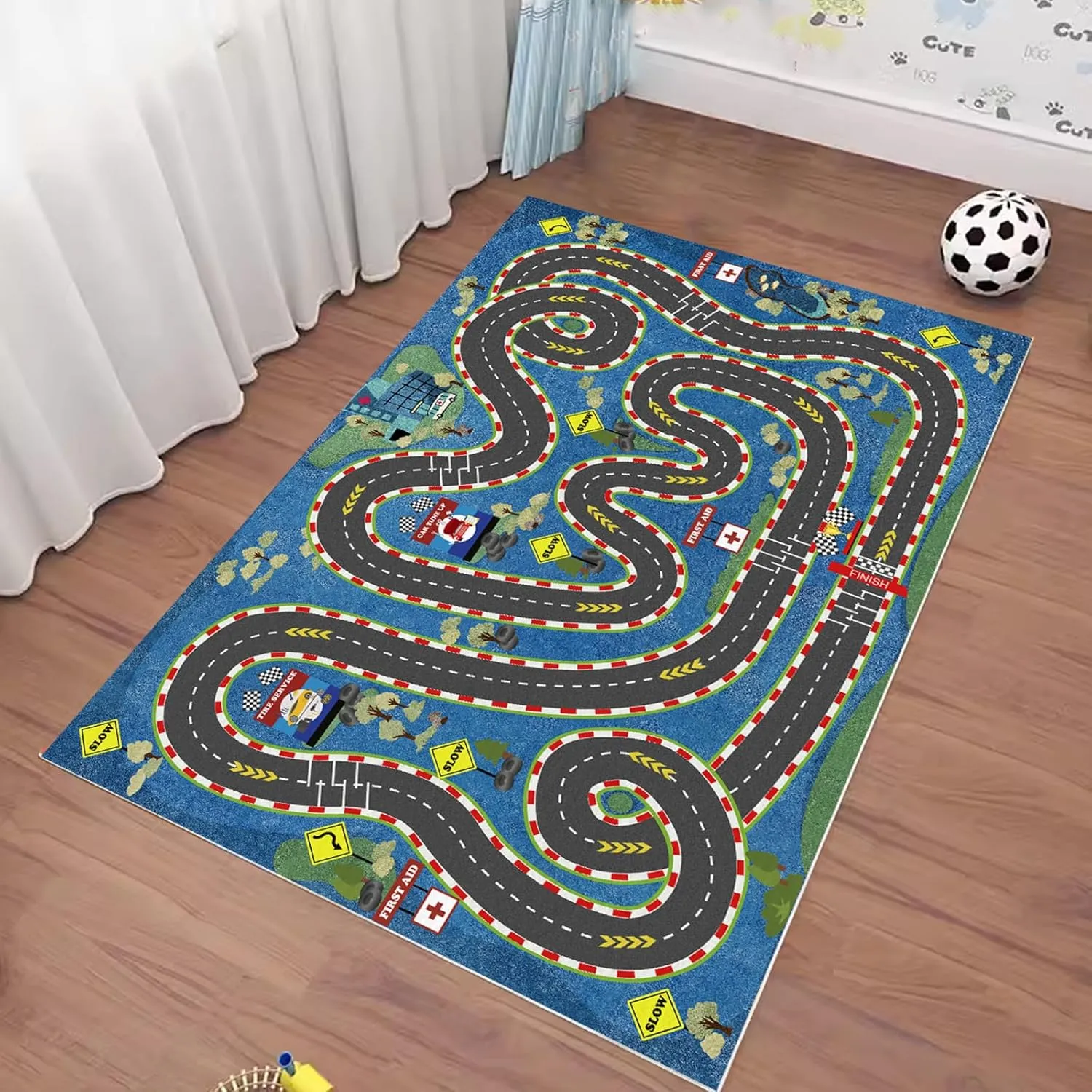 Kids Rug Car Rugs for Kids Toy Cars Play Mat City Life Road Rug for Cars Fun City Map for Carpet for Bedroom Boys (The Flower of Hope, 39 * 59 inches)
