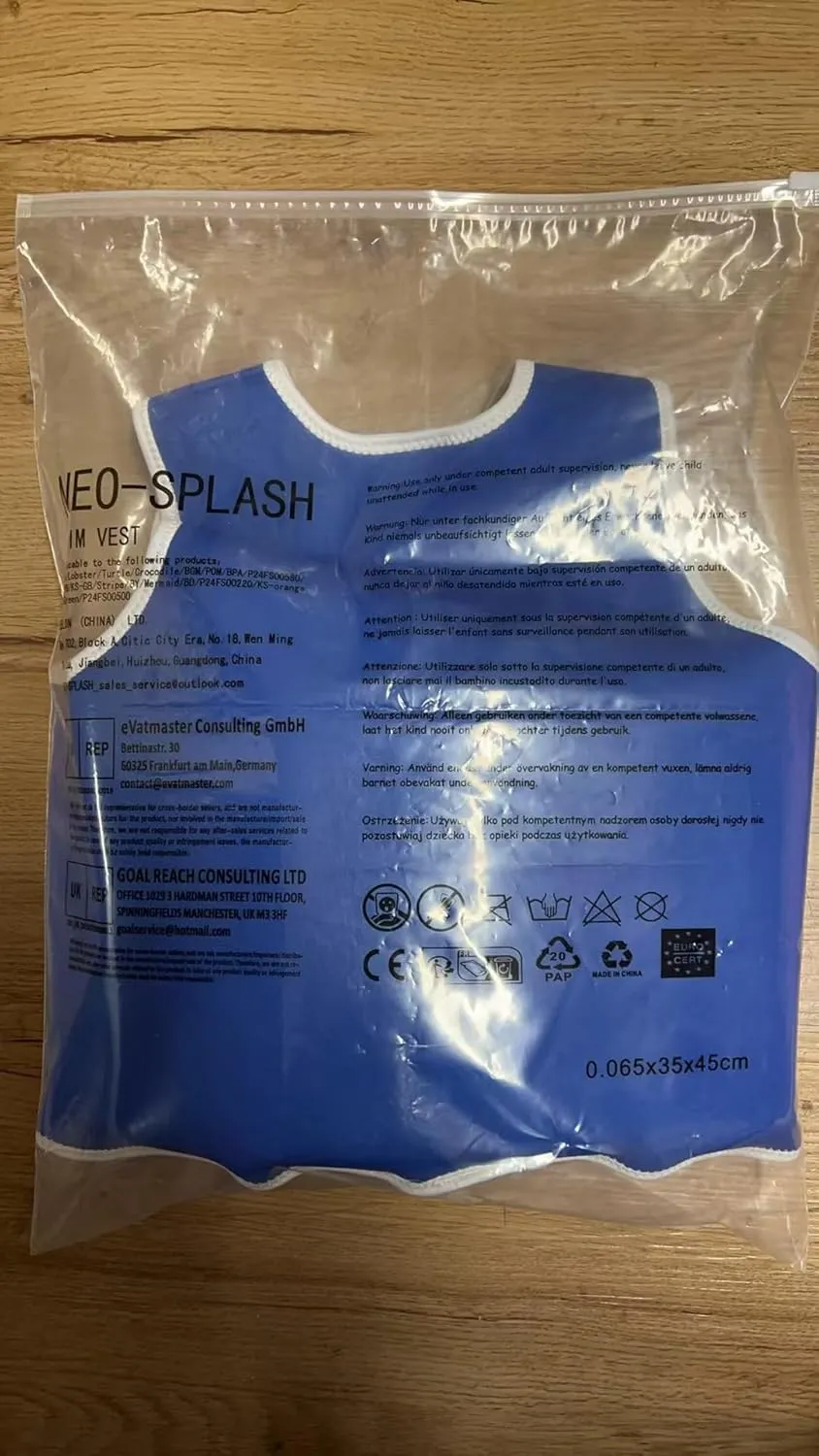 Kids Swim Vest Neoprene Swimming Aid with Adjustable Safety Strap for Age 1-3 and 3-6