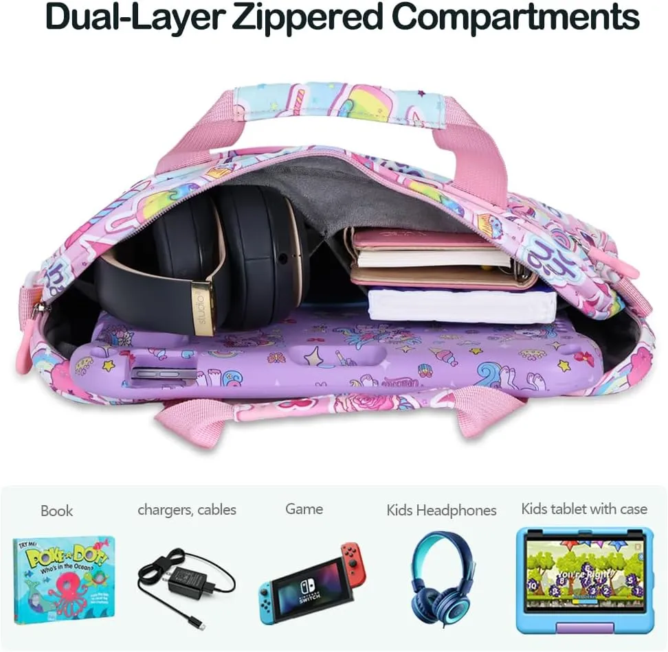 Kids Tablet Bag for Boy Girl Dinosaur Tablet Sleeve Carrying Case with Handle Shoulder Strap 13 inch Tablet Travel Bag