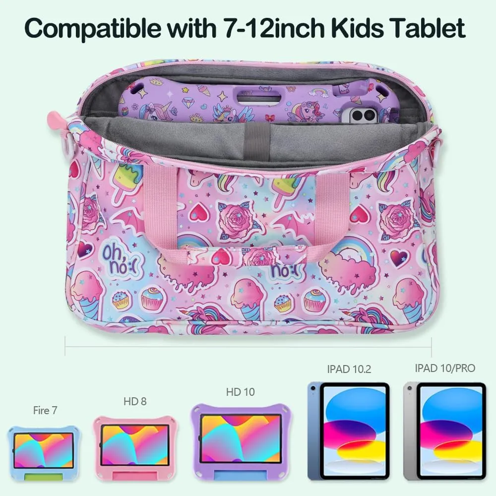 Kids Tablet Bag for Boy Girl Dinosaur Tablet Sleeve Carrying Case with Handle Shoulder Strap 13 inch Tablet Travel Bag
