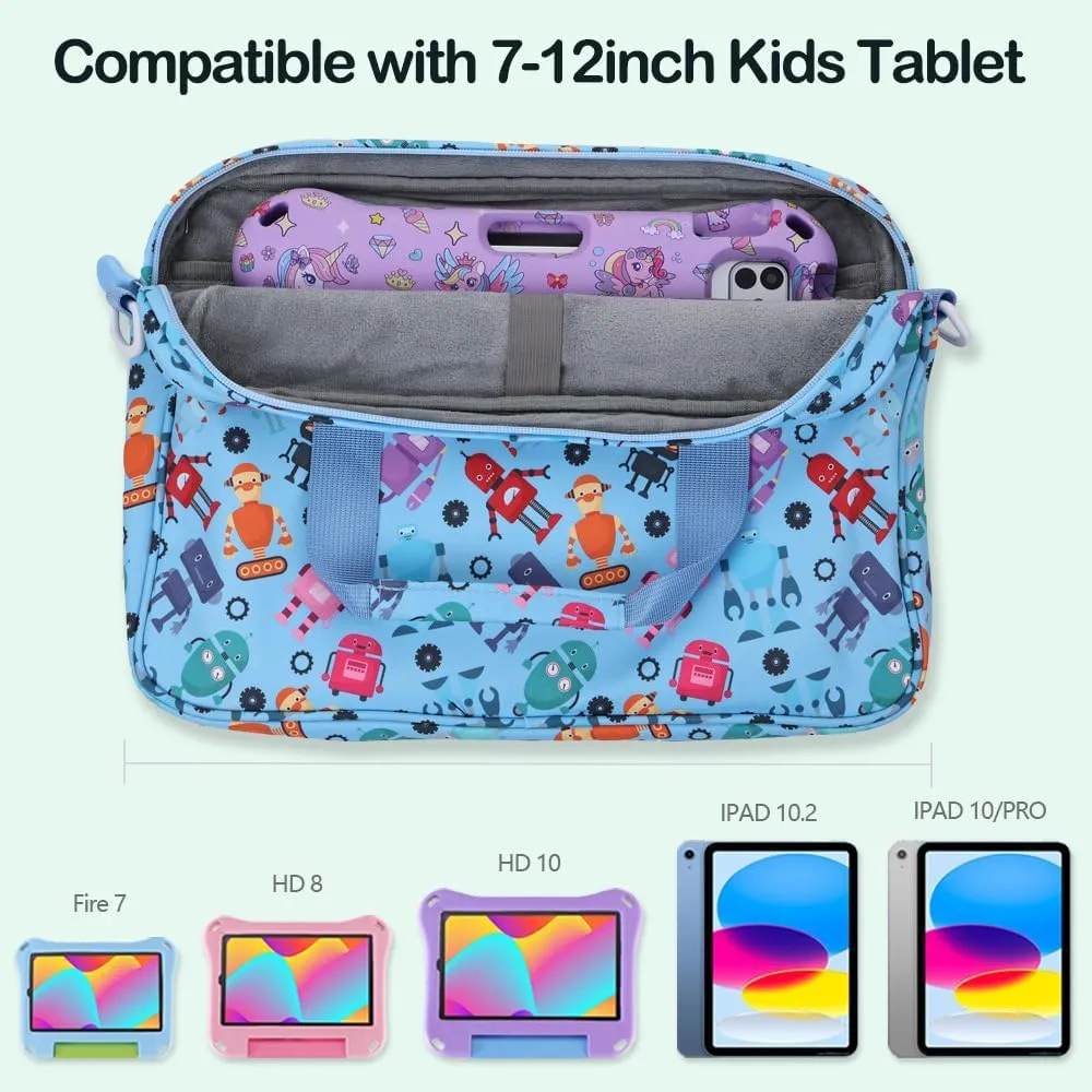 Kids Tablet Bag for Boy Girl Dinosaur Tablet Sleeve Carrying Case with Handle Shoulder Strap 13 inch Tablet Travel Bag