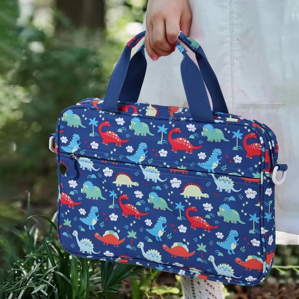 Kids Tablet Sleeve, Cute Dinosaur Design, 13 inch, Fits Fire HD 10/8, IPad 10.2/7/8/9, Portable Tablet Bag with Shoulder Strap for Boy & Girl