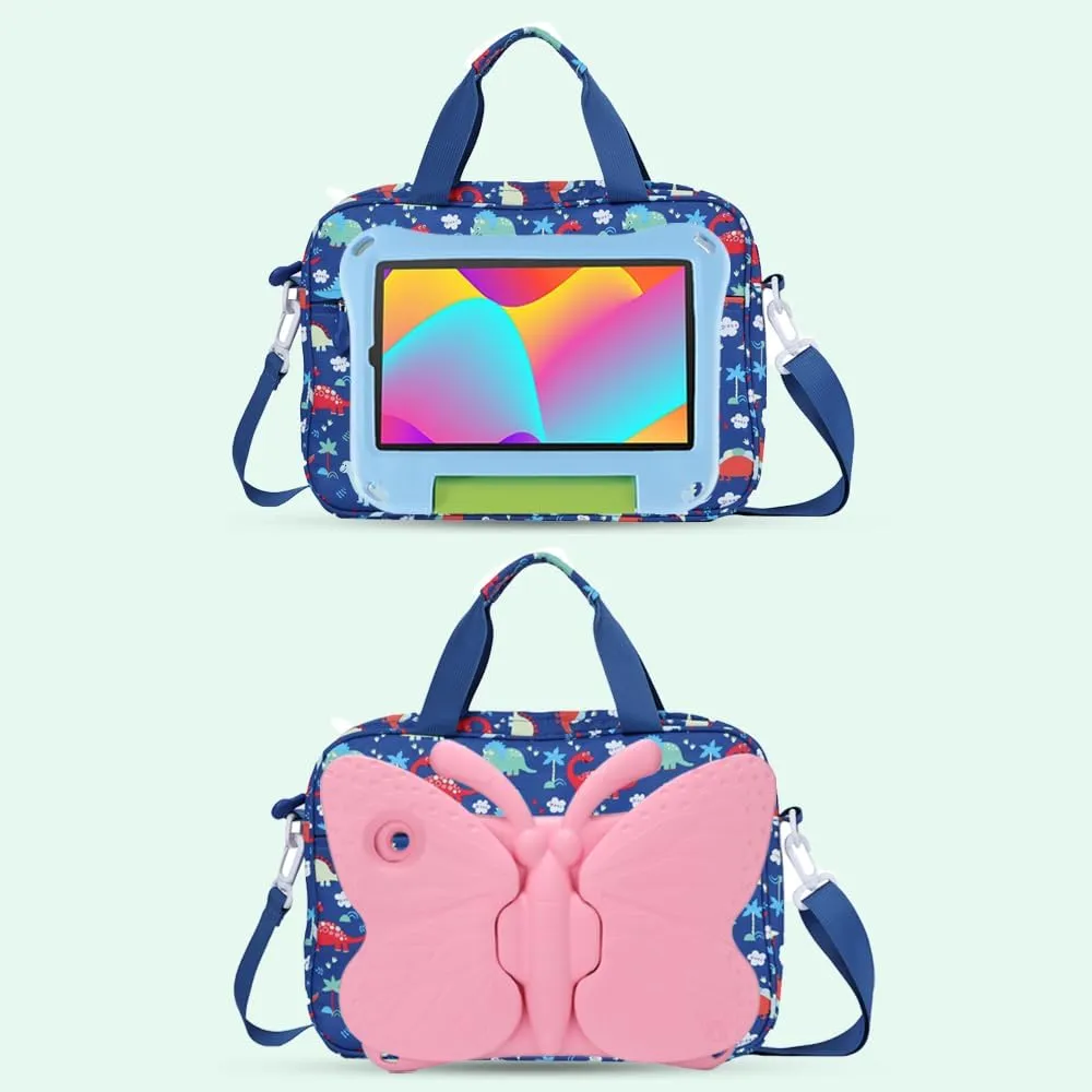 Kids Tablet Sleeve, Cute Dinosaur Design, 13 inch, Fits Fire HD 10/8, IPad 10.2/7/8/9, Portable Tablet Bag with Shoulder Strap for Boy & Girl