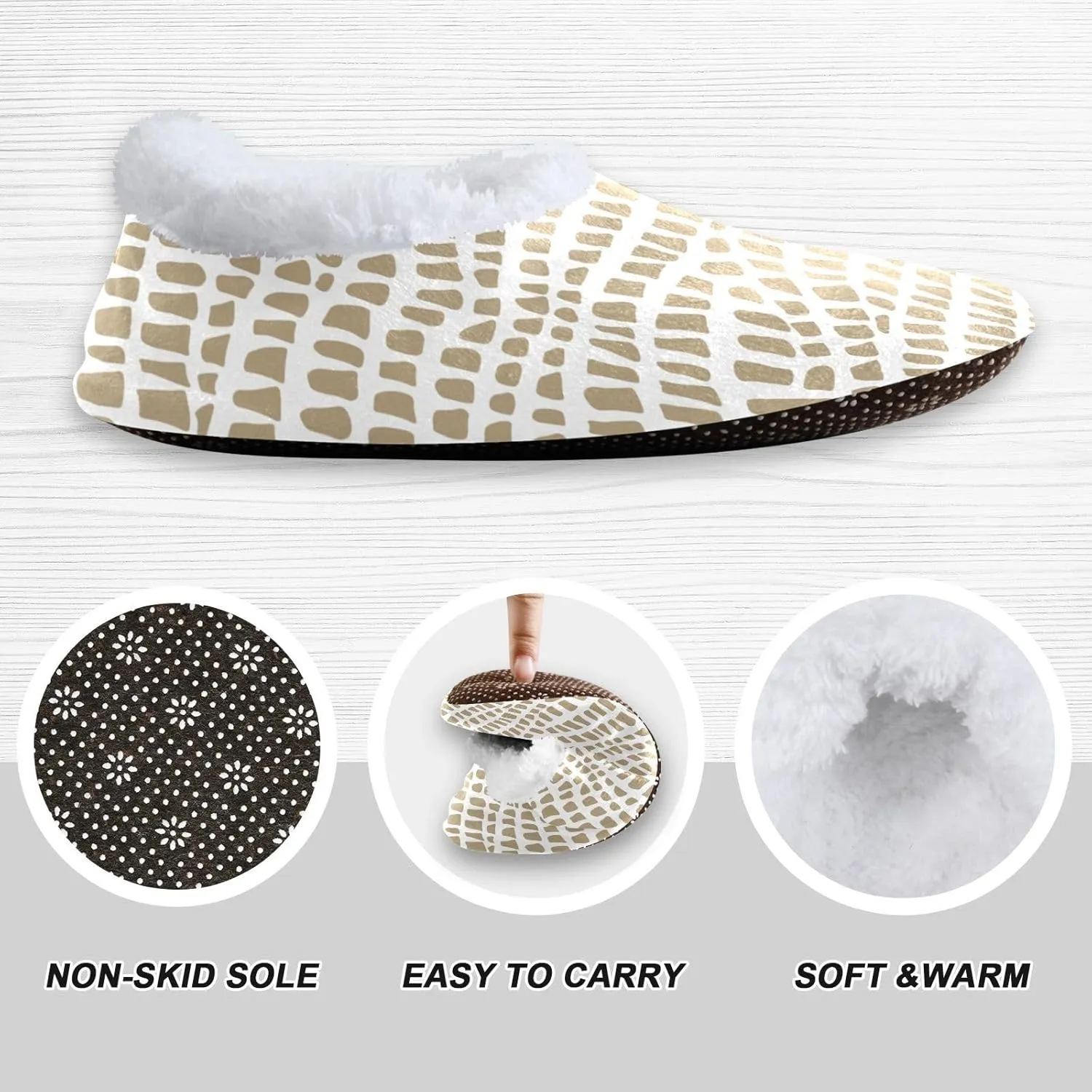 Kids Winter Slippers Abstract Crocodile Animals Skin Warm Soft Non Slip House Slippers for Boys Girls Indoor