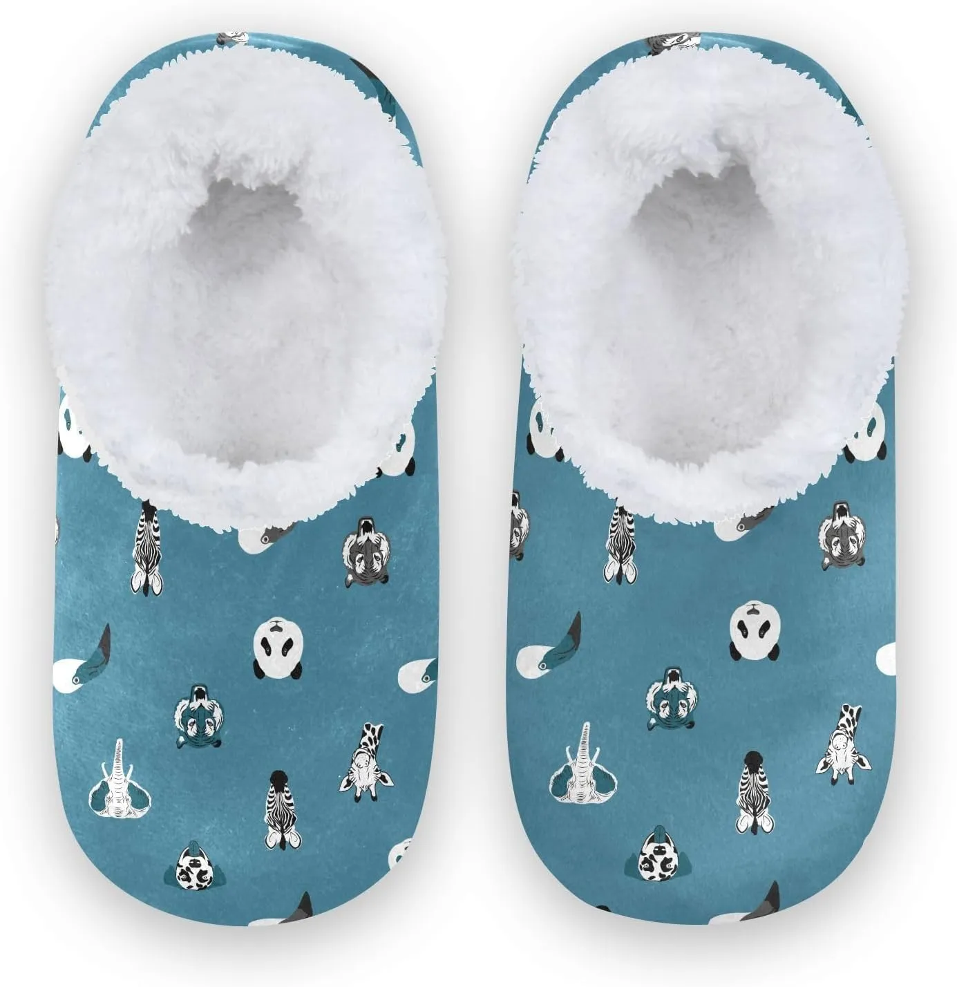 Kids Winter Slippers Animal Panda Dog Tiger Elephant Giraffe Warm Soft Non Slip House Slippers for Boys Girls Indoor