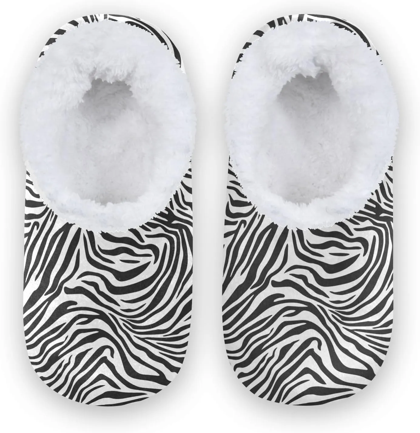 Kids Winter Slippers Black White Zebra Stripes Animal Print Warm Soft Non Slip House Slippers for Boys Girls Indoor