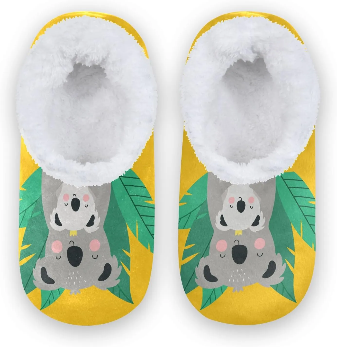 Kids Winter Slippers Cartoon Animals Koala Bear Print Warm Soft Non Slip House Slippers for Boys Girls Indoor