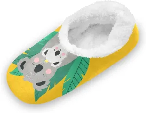 Kids Winter Slippers Cartoon Animals Koala Bear Print Warm Soft Non Slip House Slippers for Boys Girls Indoor