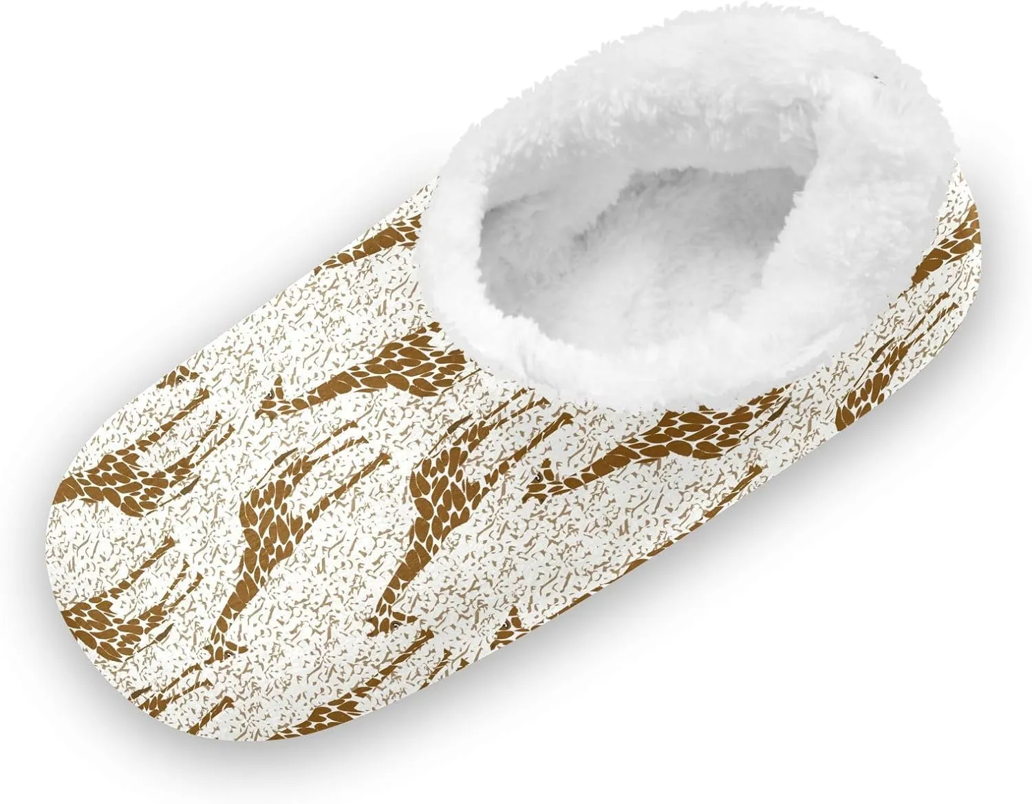 Kids Winter Slippers Cartoon Giraffe Animal Print Warm Soft Non Slip House Slippers for Boys Girls Indoor
