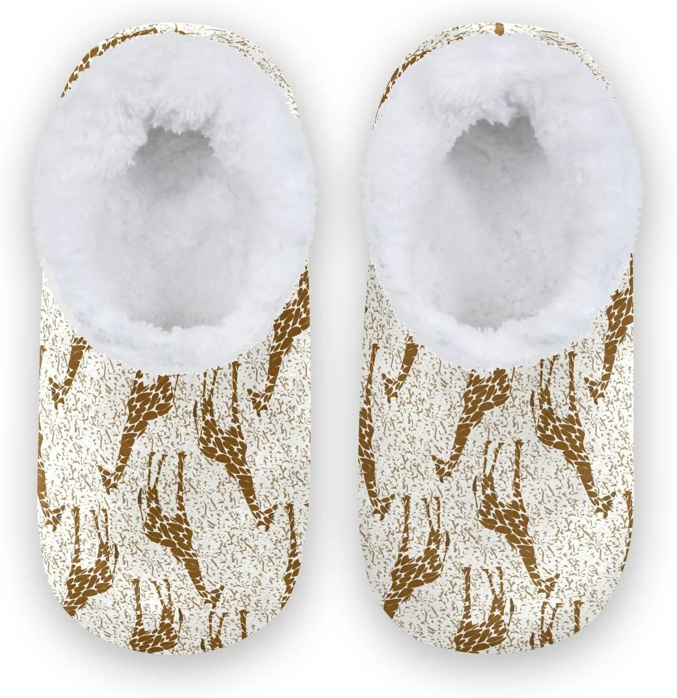 Kids Winter Slippers Cartoon Giraffe Animal Print Warm Soft Non Slip House Slippers for Boys Girls Indoor
