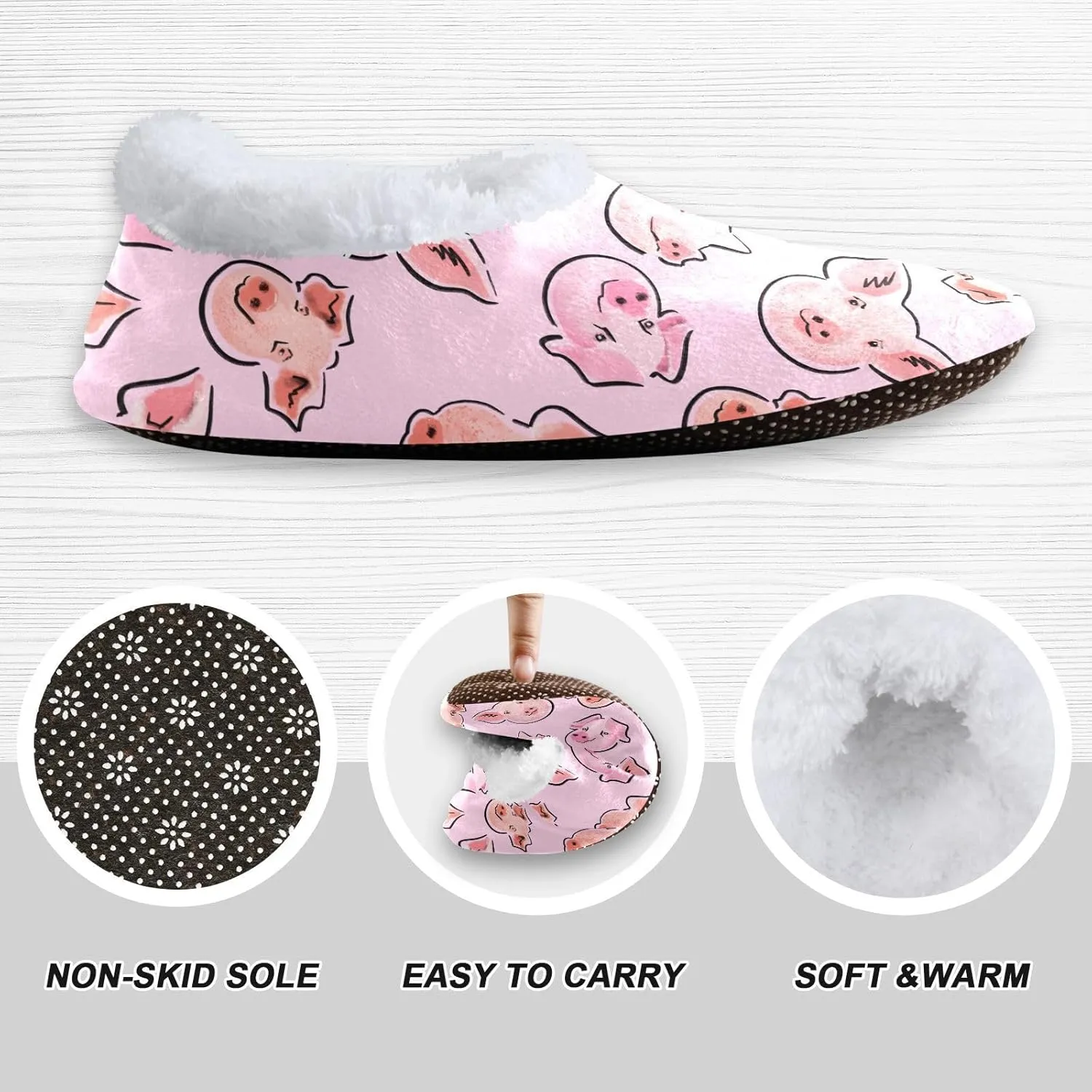 Kids Winter Slippers Cartoon Style Pig Head Warm Soft Non Slip House Slippers for Boys Girls Indoor