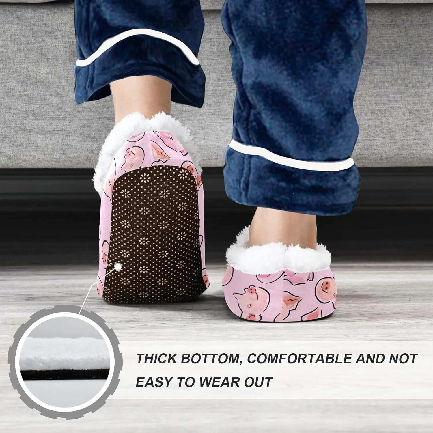 Kids Winter Slippers Cartoon Style Pig Head Warm Soft Non Slip House Slippers for Boys Girls Indoor