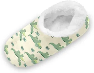 Kids Winter Slippers Crocodile Animals Seamless Cartoon Warm Soft Non Slip House Slippers for Boys Girls Indoor