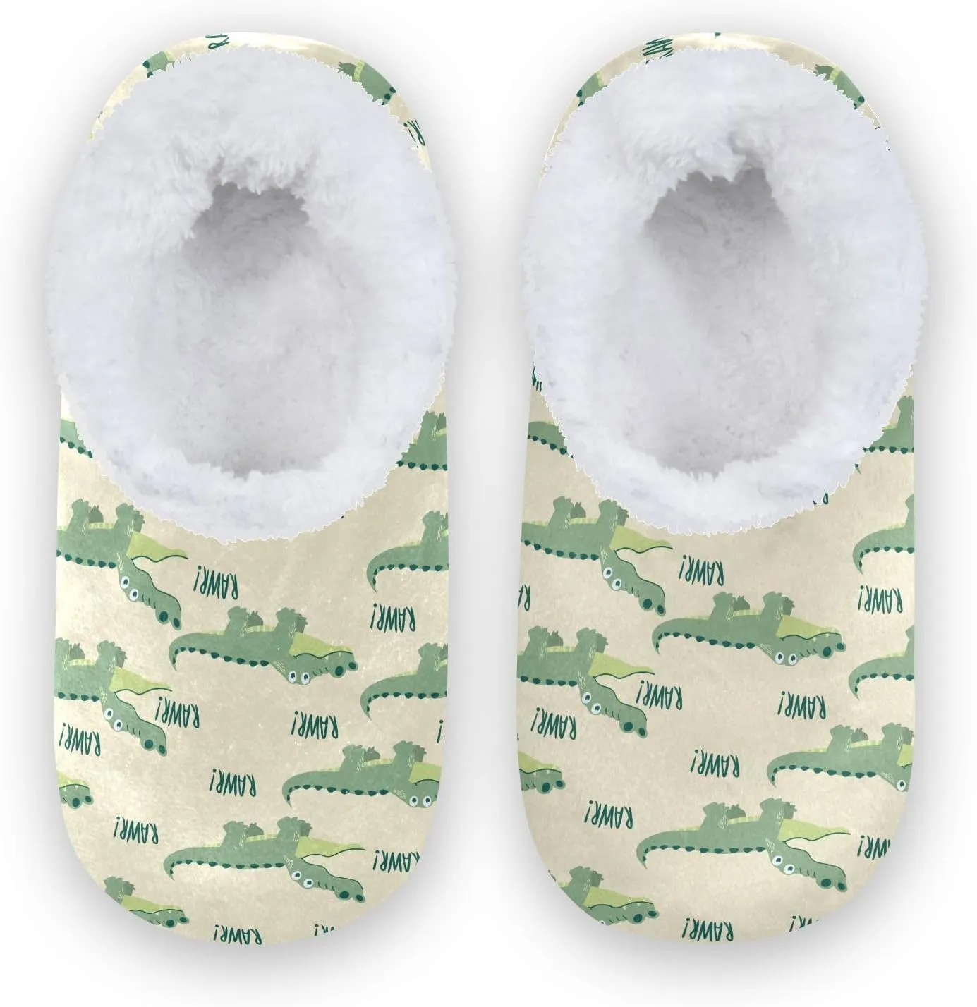 Kids Winter Slippers Crocodile Animals Seamless Cartoon Warm Soft Non Slip House Slippers for Boys Girls Indoor