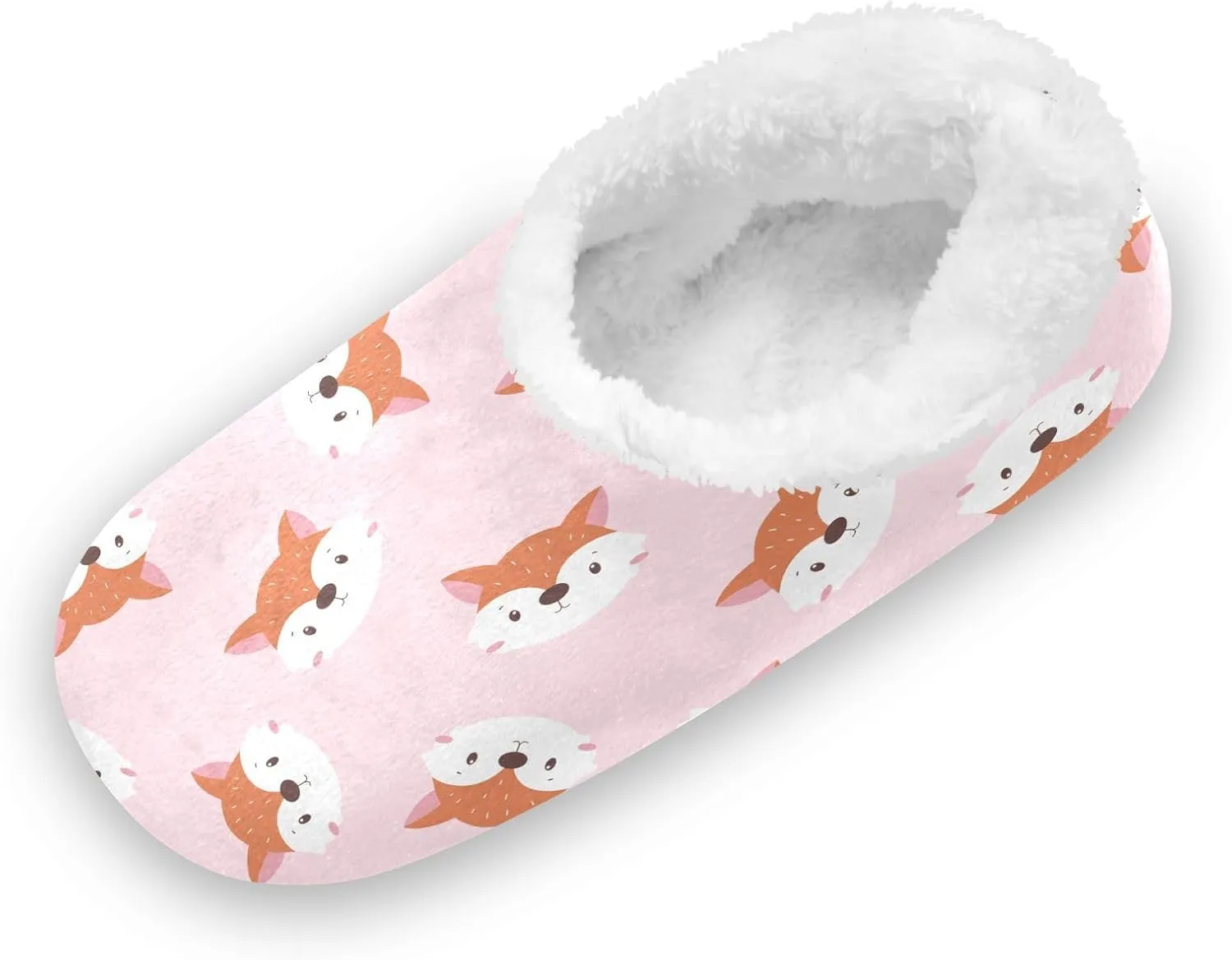 Kids Winter Slippers Cute Animals Fox Face Warm Soft Non Slip House Slippers for Boys Girls Indoor