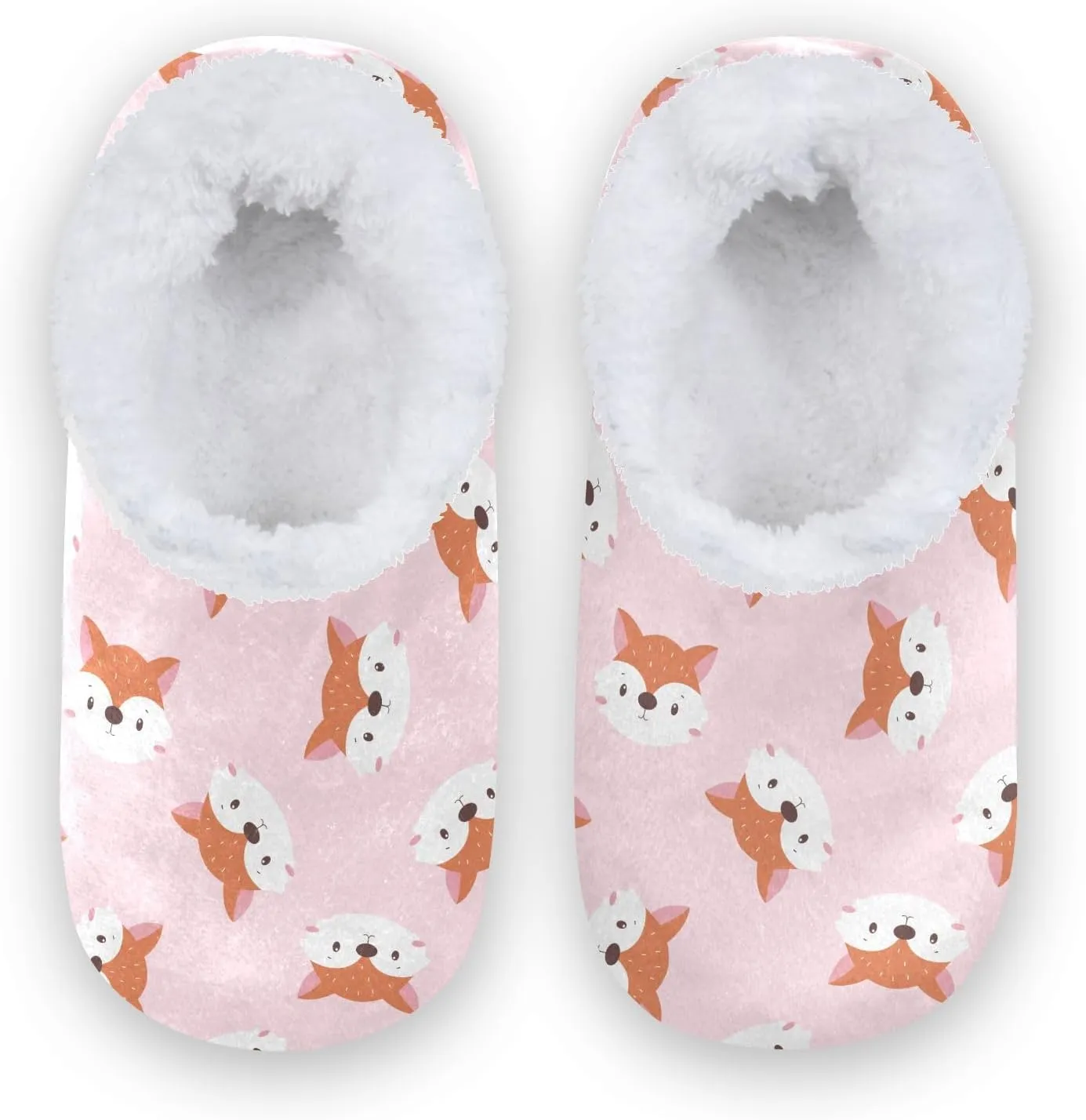 Kids Winter Slippers Cute Animals Fox Face Warm Soft Non Slip House Slippers for Boys Girls Indoor