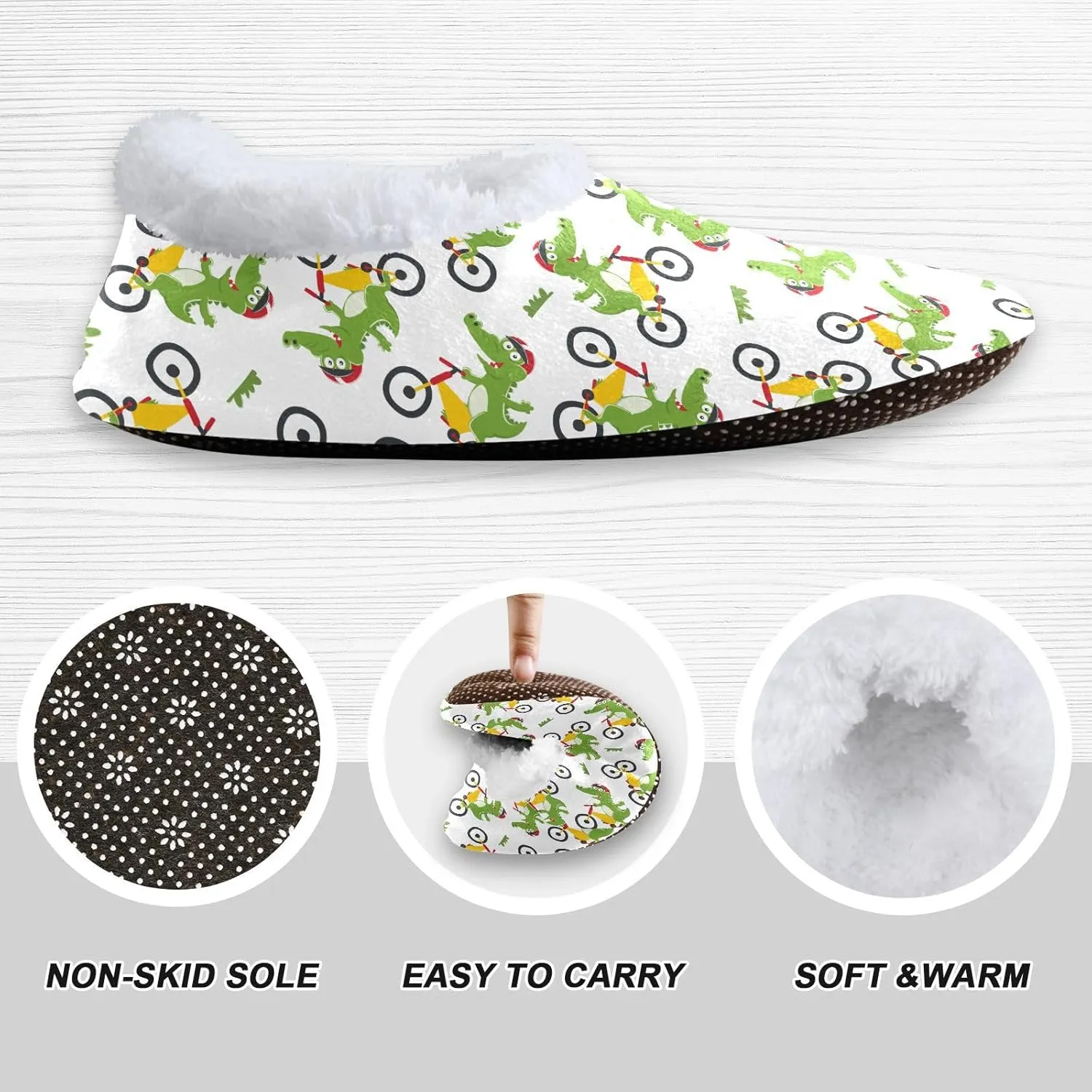 Kids Winter Slippers Cute Crocodile Funny Animal Cartoon Warm Soft Non Slip House Slippers for Boys Girls Indoor