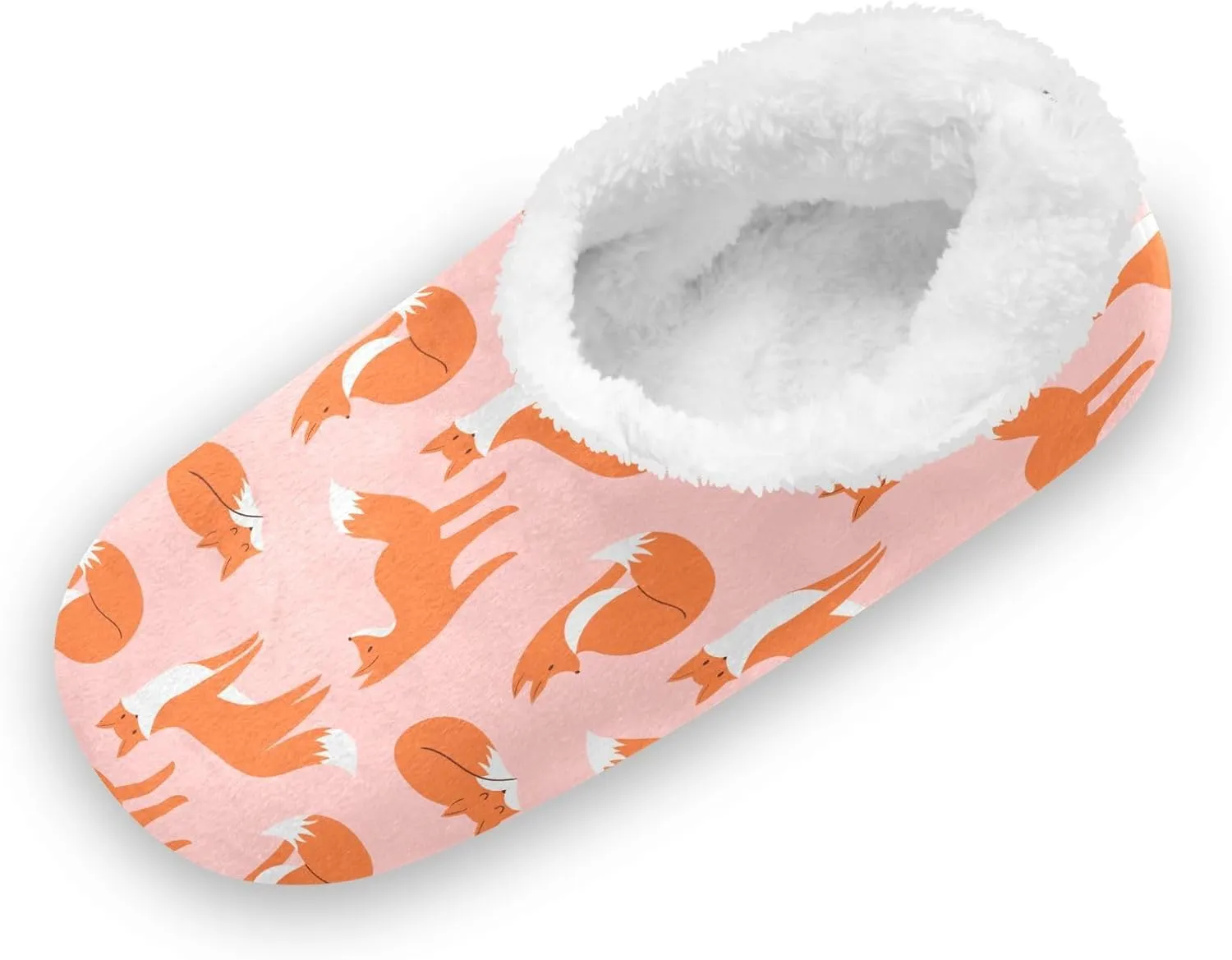 Kids Winter Slippers Cute Fox Seamless Pattern Animal Warm Soft Non Slip House Slippers for Boys Girls Indoor