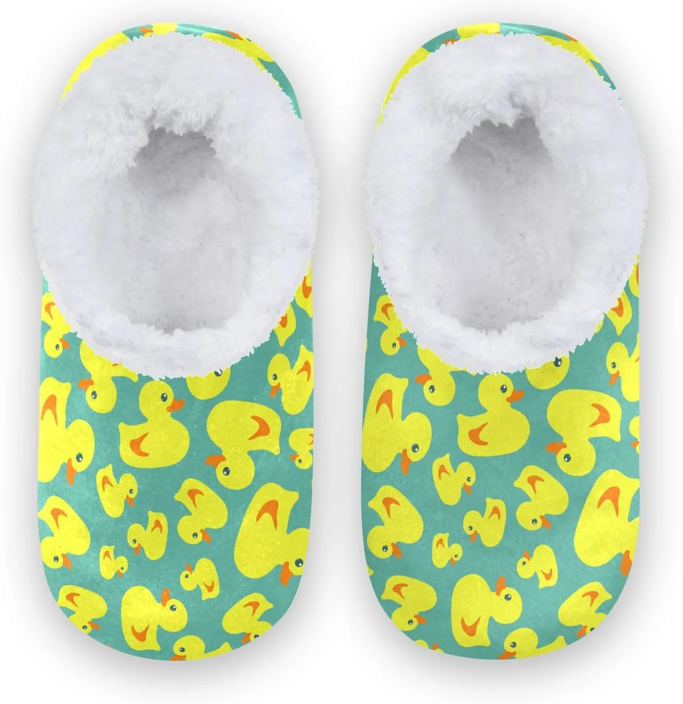 Kids Winter Slippers Ducks Cartoon Yellow Birds Seamless Warm Soft Non Slip House Slippers for Boys Girls Indoor