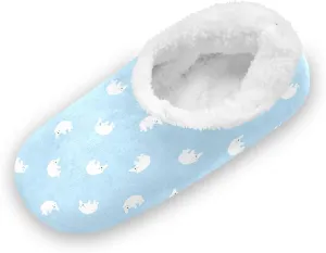 Kids Winter Slippers for Boys Girls Blue White Polar Bear Cartoon Warm Soft Non Slip House Slippers Children Indoor