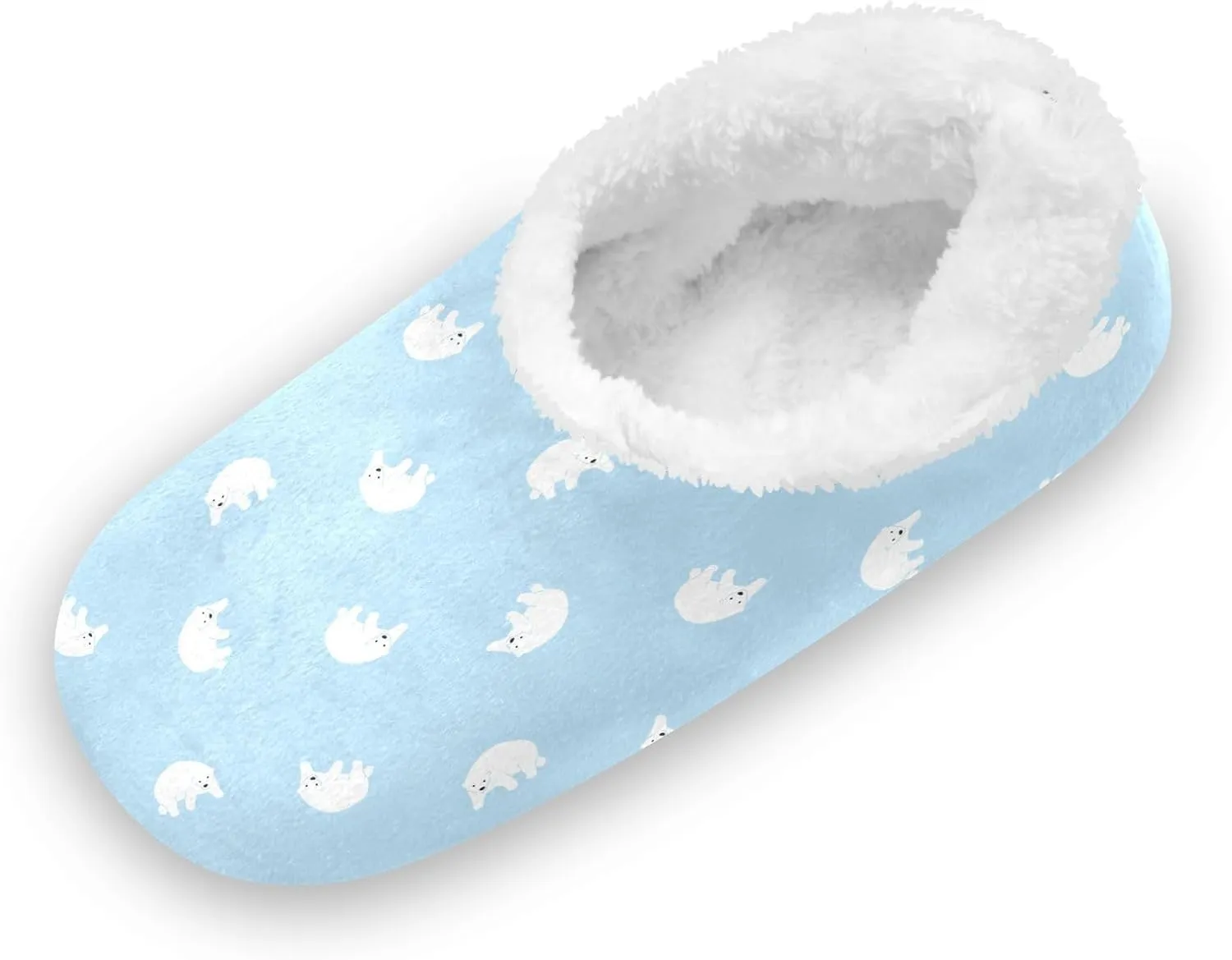 Kids Winter Slippers for Boys Girls Blue White Polar Bear Cartoon Warm Soft Non Slip House Slippers Children Indoor