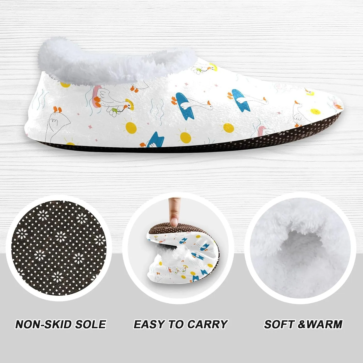Kids Winter Slippers for Boys Girls Cartoon Duck Funny Warm Soft Non Slip House Slippers Children Indoor