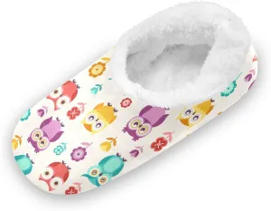 Kids Winter Slippers for Boys Girls Cartoon Owls Bird Floral Warm Soft Non Slip House Slippers Children Indoor
