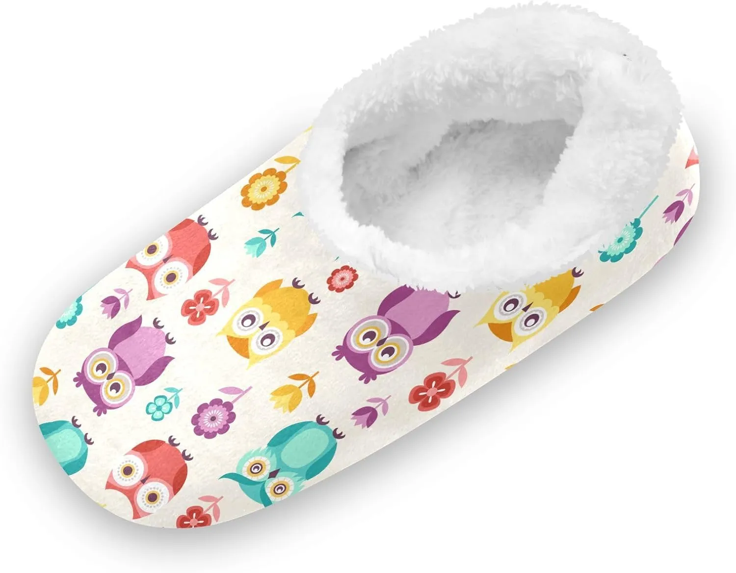 Kids Winter Slippers for Boys Girls Cartoon Owls Bird Floral Warm Soft Non Slip House Slippers Children Indoor