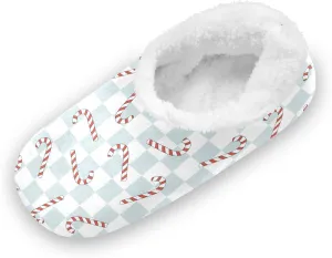 Kids Winter Slippers for Boys Girls Christmas Candy Cane Grid Warm Soft Non Slip House Slippers Children Indoor