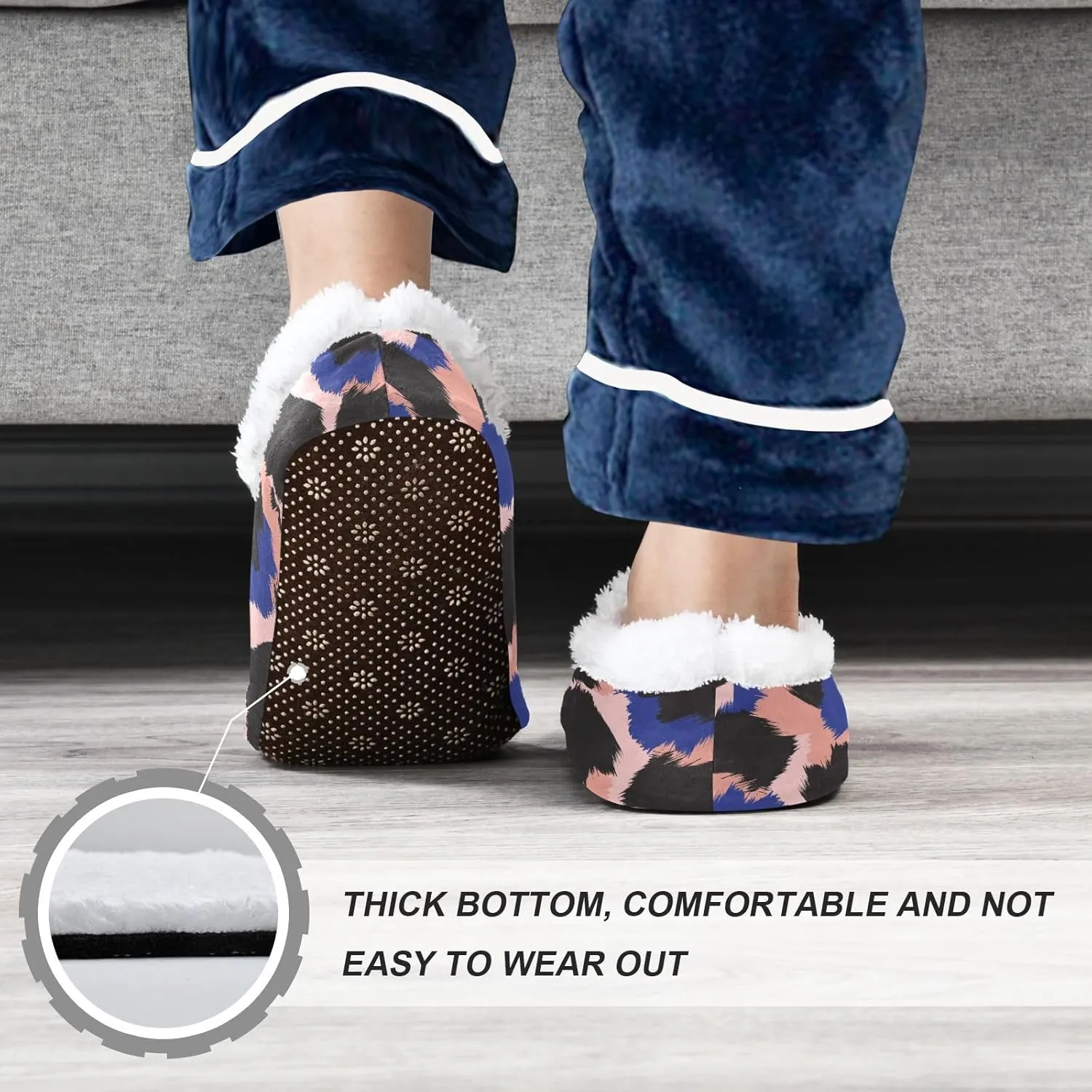 Kids Winter Slippers for Boys Girls Cow Leopard Print Colorful Warm Soft Non Slip House Slippers Children Indoor