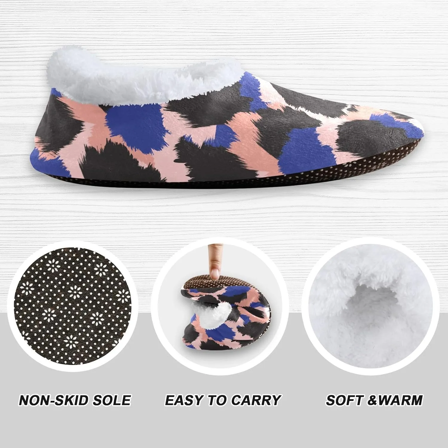 Kids Winter Slippers for Boys Girls Cow Leopard Print Colorful Warm Soft Non Slip House Slippers Children Indoor