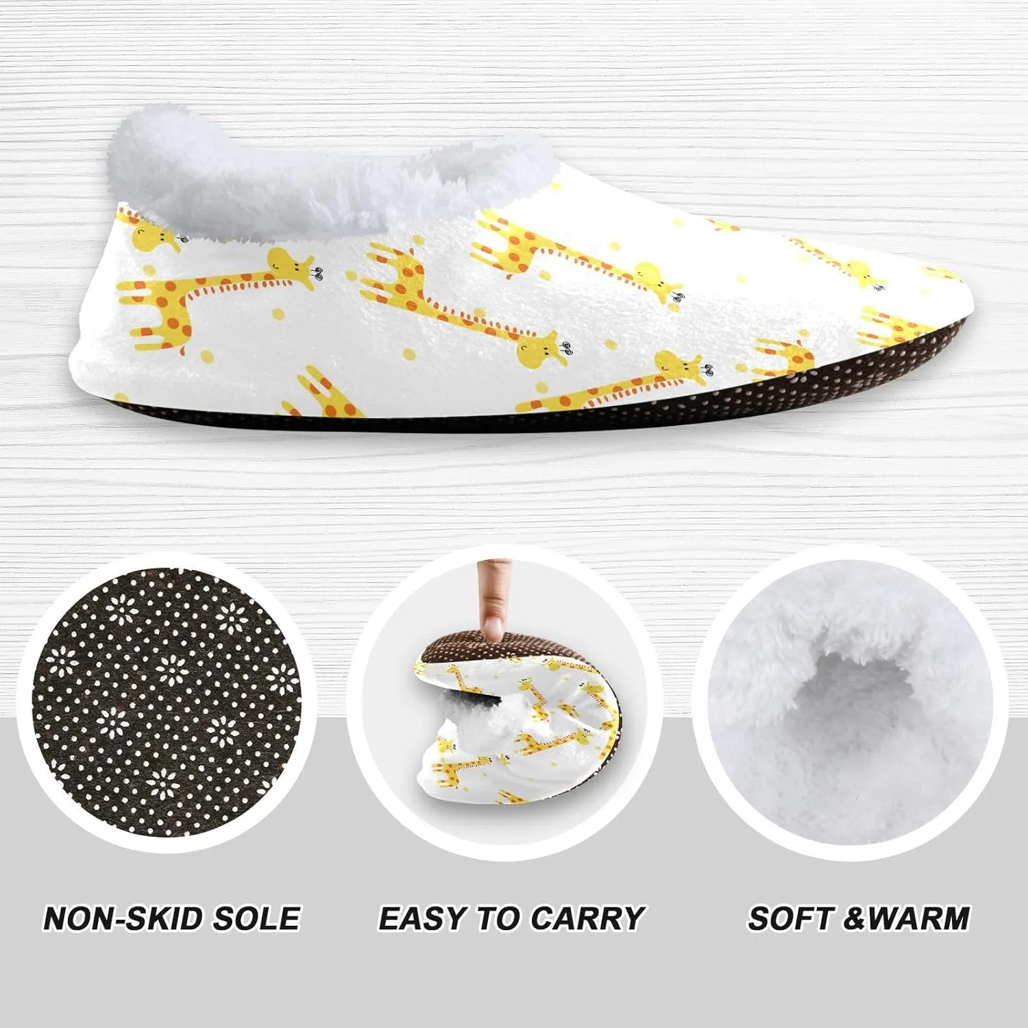 Kids Winter Slippers for Boys Girls Giraffe Cartoon Animal Funny Warm Soft Non Slip House Slippers Children Indoor